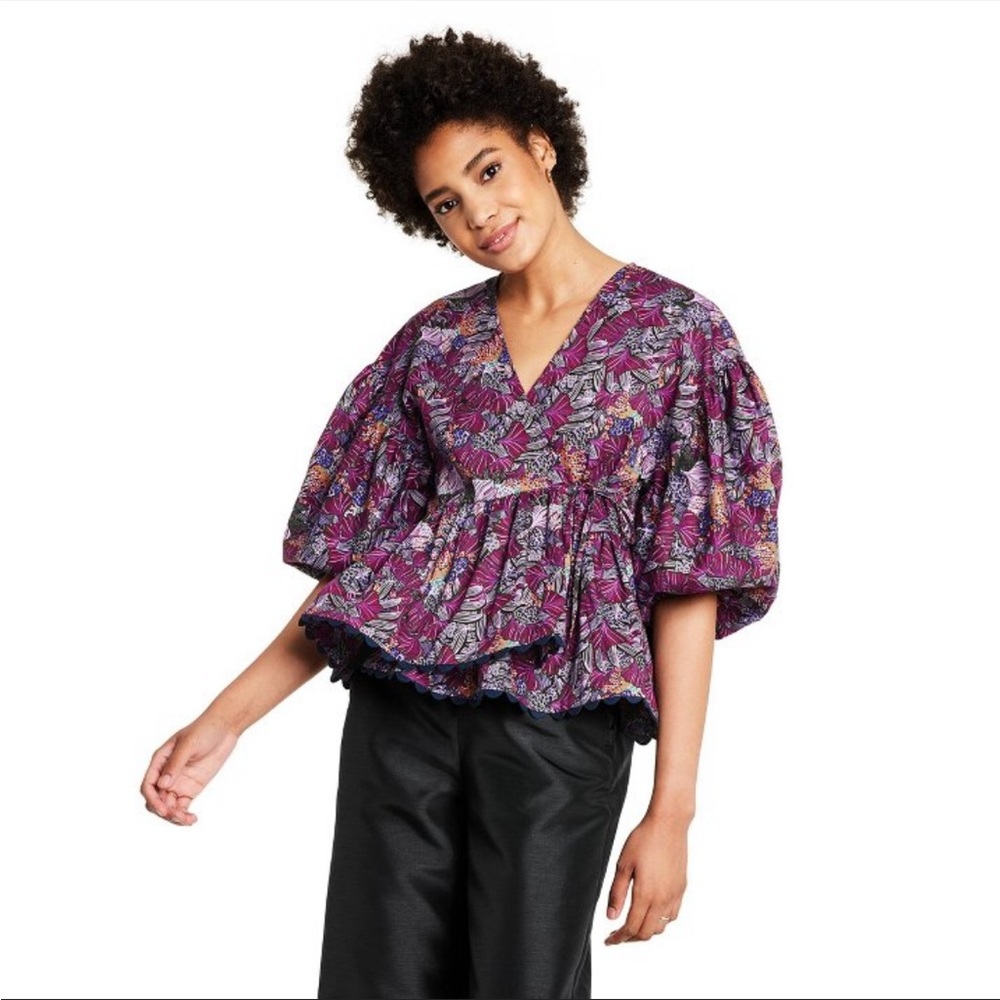 NWT Kika Vargas x Target Coral Reef Scallop Edge Wrap Top